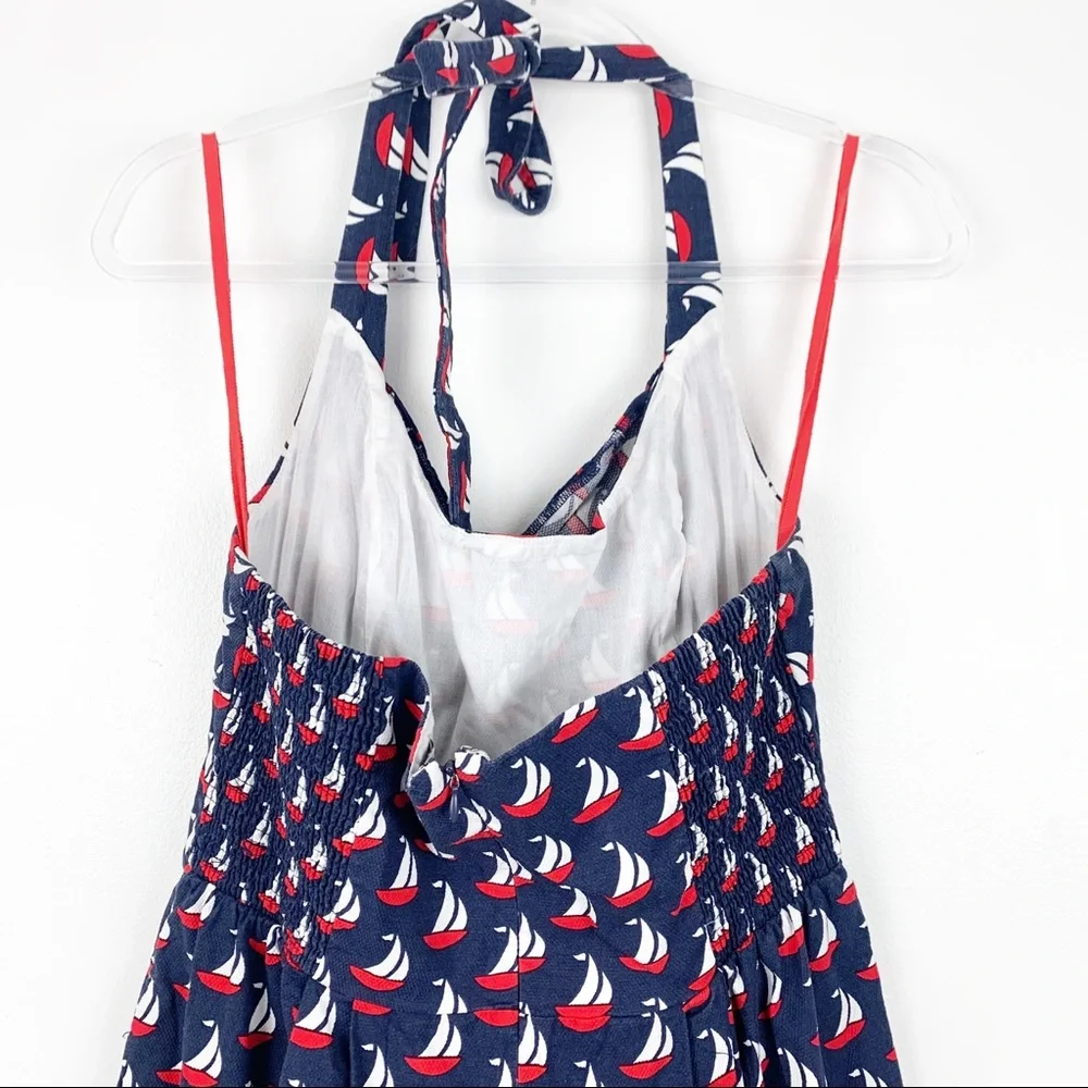 Anthropologie Nautical Sailboat Halter Dress in Navy, Red, White - Picture 8 of 10